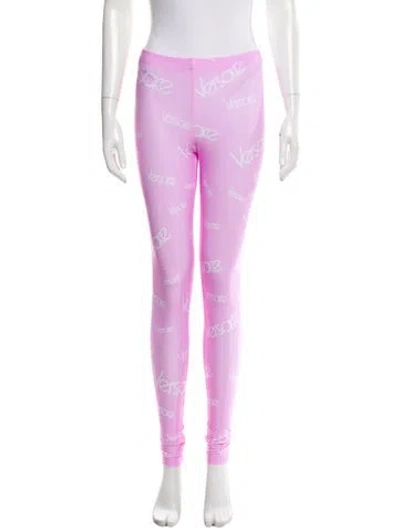 Pre-owned Versace Nylon Skinny Leg Pants W/ Tags In Pink