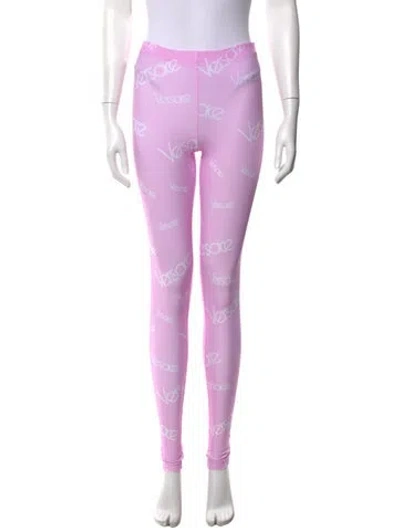Pre-owned Versace Nylon Skinny Leg Pants W/ Tags In Pink