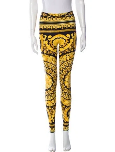 Pre-owned Versace Nylon Skinny Leg Pants In Yellow