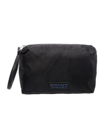 Pre-owned Versace Nylon Top Handle Bag In Black