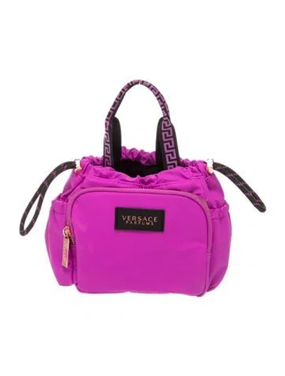 Pre-owned Versace Nylon Top Handle Bag In Purple