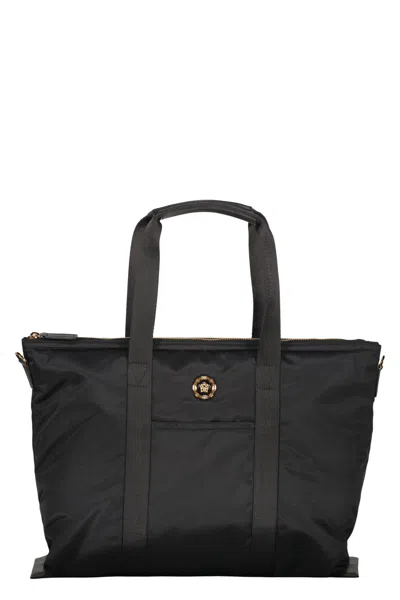 Versace Nylon Tote In Black