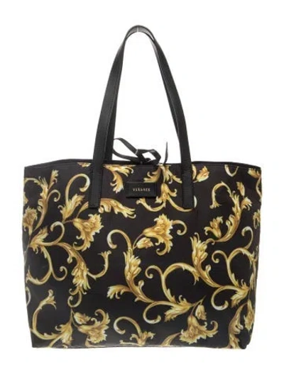 Pre-owned Versace Nylon Tote In Black