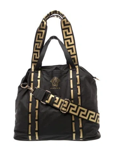 Pre-owned Versace Nylon Tote In Black