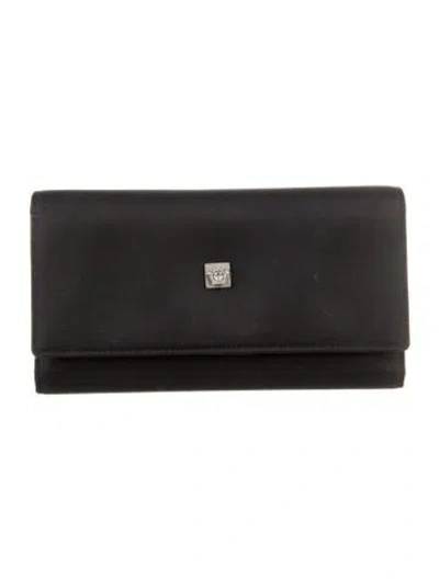 Pre-owned Versace Nylon Wallet In Black