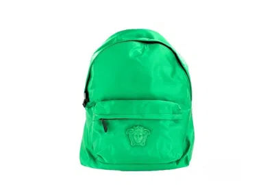 Versace Nylon With Medusa Logo Backpack In Green