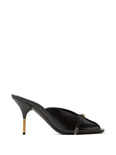 Versace Nyx Leather Mules 80 Mm In Black