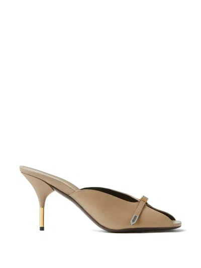 Versace Nyx Leather Mules 80mm In Brown