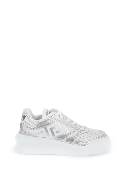 Versace Odissea Greca Sneakers In White,silver