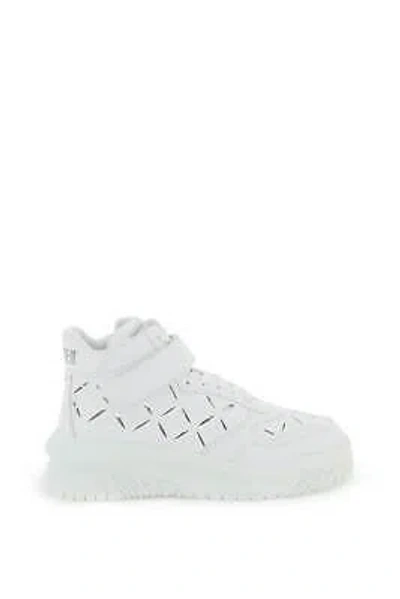 Pre-owned Versace Odissea Leather High-top Sneakers In White