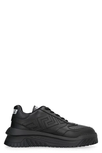 VERSACE ODISSEA LEATHER LOW-TOP SNEAKERS