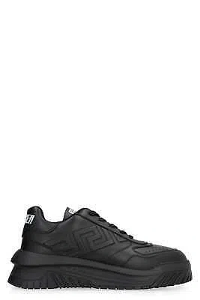 Pre-owned Versace Odissea Leather Low-top Sneakers In Black