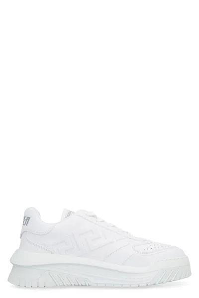Versace Odissea Leather Low-top Sneakers In White