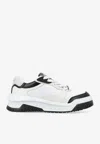 Versace White And Black Sneaker With Inserts And Chunky Sole In Leather Man In White