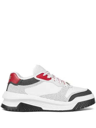 Versace Odissea Leather Sneakers In Red+white | ModeSens