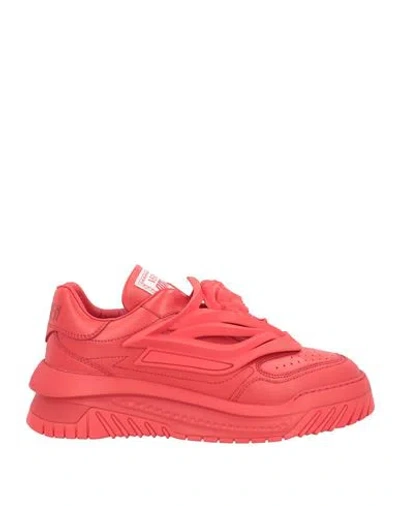 Versace Odissea Man Sneakers Red Size 9.5 Leather, Textile Fibers