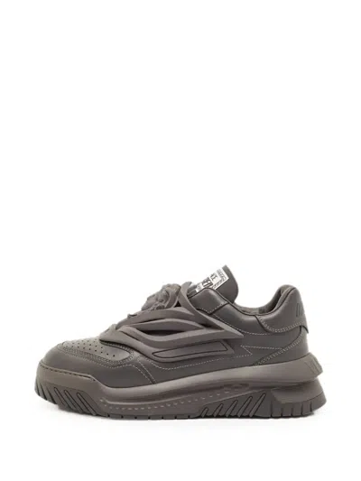 Pre-owned Versace Odissea Medusa-motif Sneakers In Gray