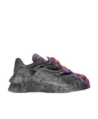 Versace Odissea Python Greca-print Sneakers In Black