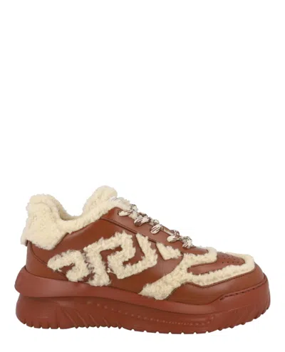 Versace Odissea Shearling Sneakers In Fantasy