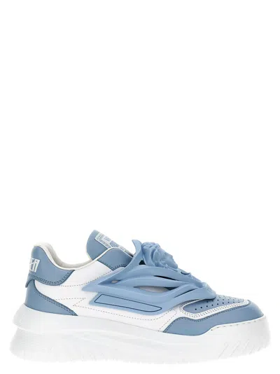 Versace Odissea Sneakers In Bianco Pastel Blue