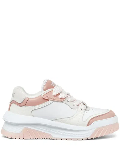 Versace Woman Sneakers Antique Rose Size 8 Leather In White