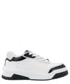 Versace White And Black Sneaker With Inserts And Chunky Sole In Leather Man In White