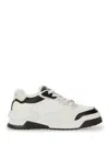 Versace White And Black Sneaker With Inserts And Chunky Sole In Leather Man In Black