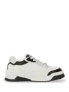 Versace White And Black Sneaker With Inserts And Chunky Sole In Leather Man In Black