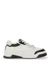 Versace White And Black Sneaker With Inserts And Chunky Sole In Leather Man In White
