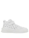 Versace White Perforated High Top Sneakers