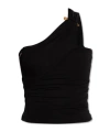 Versace Asymmetrical One-shoulder Top In Black