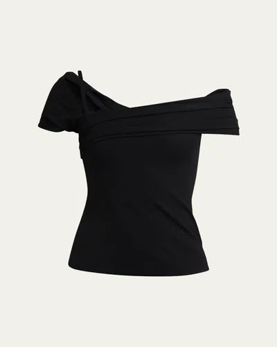 Versace Off-the-shoulder Stretch Blouse In Black