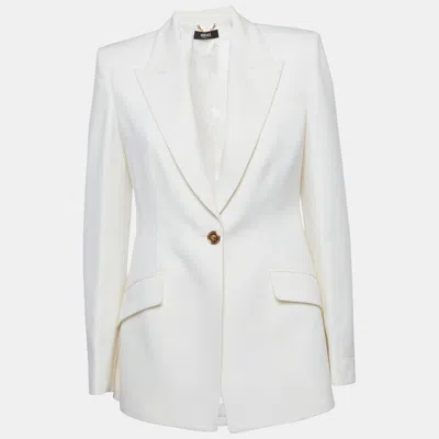 Versace Off White Gabardine Regular Fit Blazer