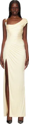Versace Knee Length Dress Asymmetric Design In 1w470-ivory