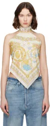 Versace Off-white Underwater Barocco Cover-up Foulard Top In Multi