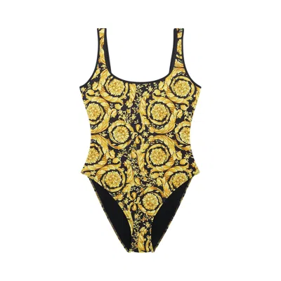 Pre-owned Versace One Piece Bathing Suit 'gold/print' | Women's Size 34