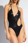 Versace Cut-out One-piece Swimsuit With La Greca Logo In Black