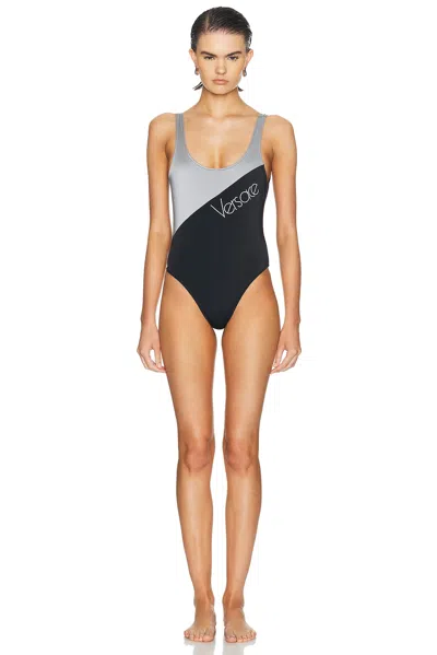 Versace One Piece Swimsuit In Gray