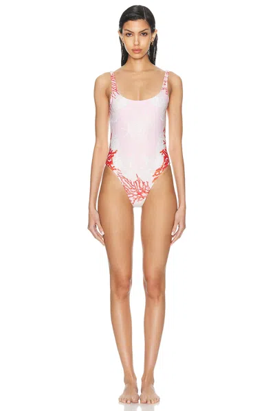 Versace One Piece Swimsuit In Dusty Rose  Coral  & Bone