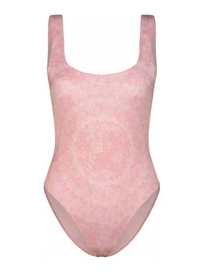 VERSACE ONE-PIECE SWIMSUIT IN PINK POLYESTER BLEND