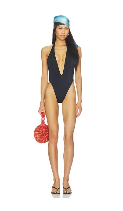 Versace One Piece Swimsuit Lycra Vita Recycled Passante Medusa In Black