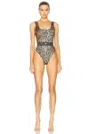 Versace Leopard-print One-piece Swimsuit In Natural  Black  & Black Gold