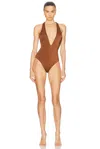Versace One Piece Swimsuit In Tobacco