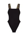 Versace Open Back Swimsuit With Signature Greca Detailing