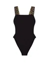 Versace Open Back Swimsuit With Signature Greca Detailing