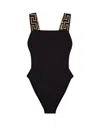 Versace Black One-piece Swimsuit With Greca Detail In Stretch Polyamide Woman In Black