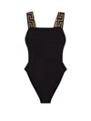 Versace One Piece Swimsuit With Greek Border In Black