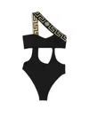 Versace One Piece Swimsuit With Greek Border In Black