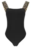 Versace Black One-piece Swimsuit With Greca Detail In Stretch Polyamide Woman In Black (black)