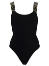 Versace Black One-piece Swimsuit With Greca Detail In Stretch Polyamide Woman In Black